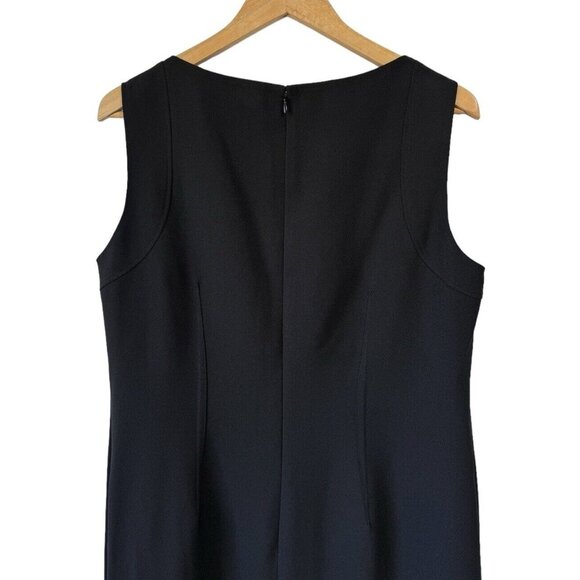 Le Suit Sheath Dress Solid Black Scoop Neck Sleeveless Knee Length Womens 12 - Picture 4 of 9